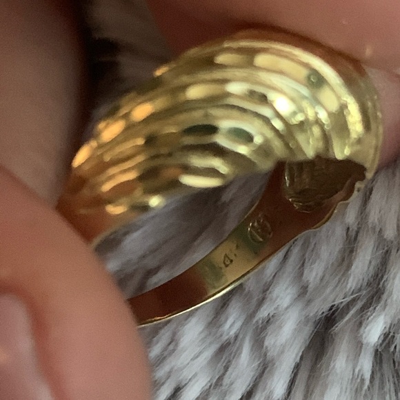 BENT 14k gold textured dome ring